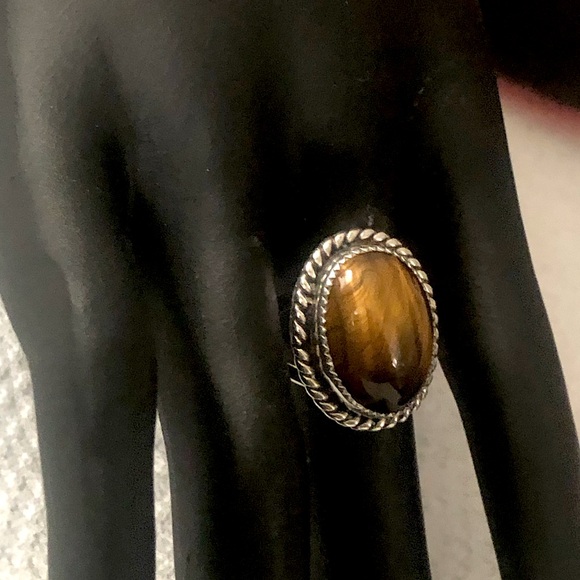 Native American Tigers Eye Sterling Silver Ring Sz 10-1/2 - Picture 10 of 17